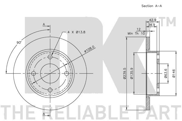 Bromsskiva Solid, Framaxel Nk 312543 NK