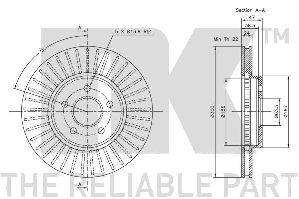 Bromsskiva Ventilerad, Framaxel Nk 312550 NK