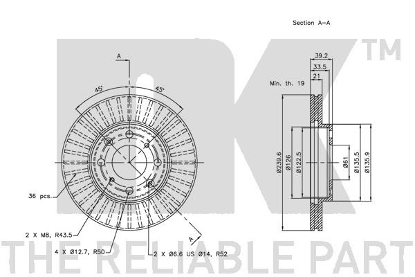 Bromsskiva Ventilerad, Framaxel Nk 312628 NK