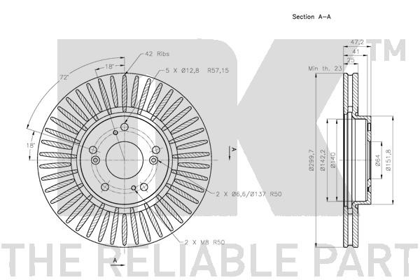 Bromsskiva Ventilerad, Framaxel Nk 312646 NK