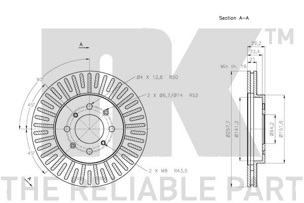 Bromsskiva Ventilerad, Framaxel Nk 312647 NK