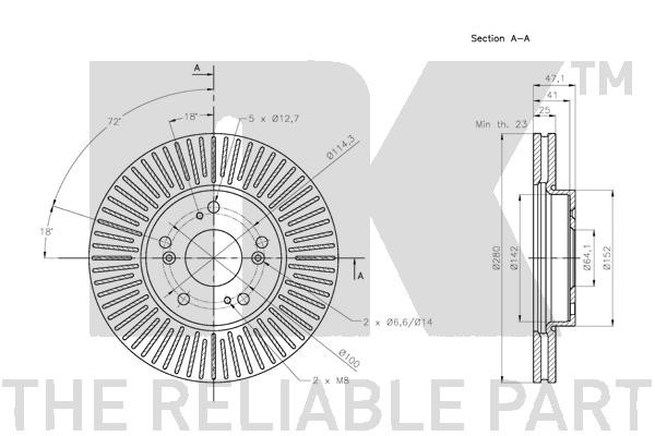 Bromsskiva Ventilerad, Framaxel Nk 312661 NK