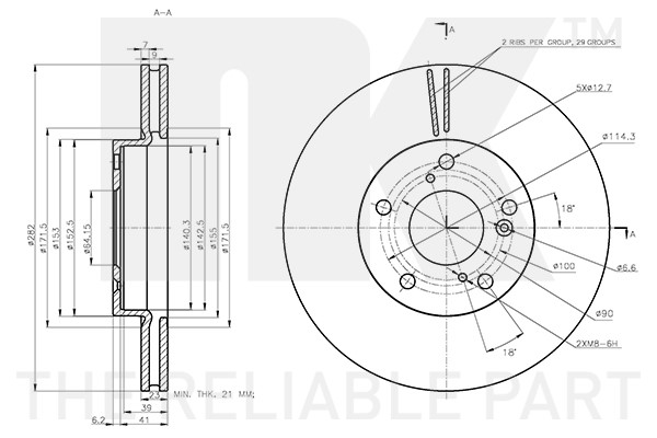 Bromsskiva Ventilerad, Framaxel Nk 312673 NK