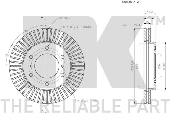 Bromsskiva Ventilerad, Framaxel Nk 313054 NK