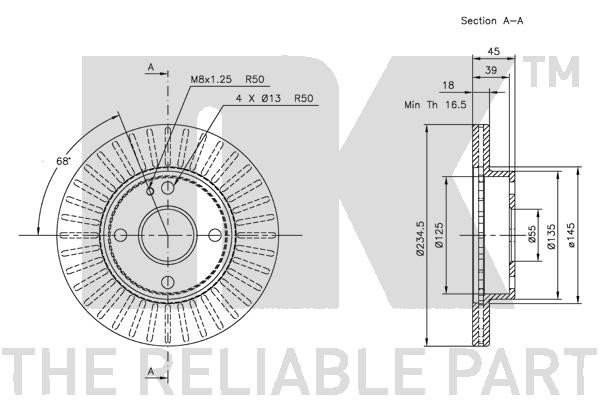 Bromsskiva Ventilerad, Framaxel Nk 313223 NK