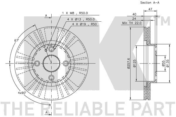 Bromsskiva Ventilerad, Framaxel Nk 313235 NK