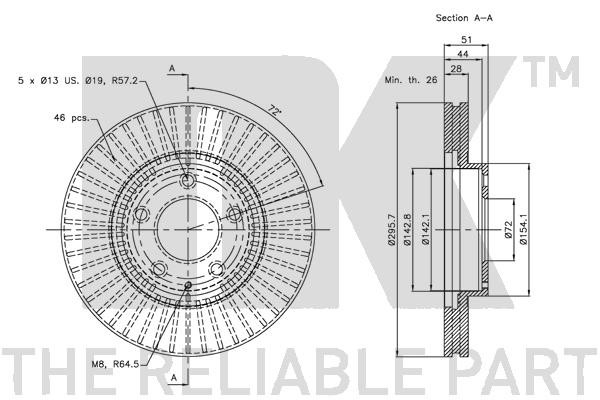 Bromsskiva Ventilerad, Framaxel Nk 313247 NK