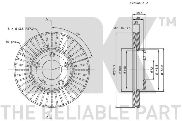 Bromsskiva Ventilerad, Framaxel Nk 313251 NK