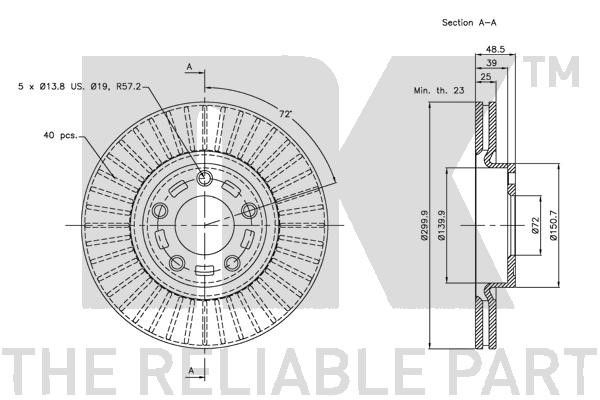 Bromsskiva Ventilerad, Framaxel Nk 313253 NK