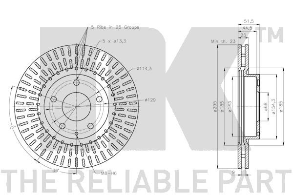 Bromsskiva Ventilerad, Framaxel Nk 313282 NK