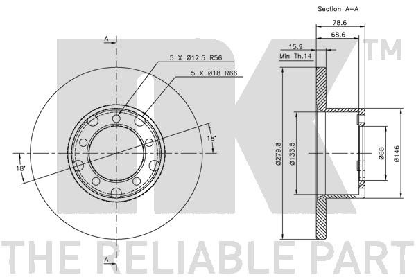 Bromsskiva Solid, Framaxel Nk 313311 NK