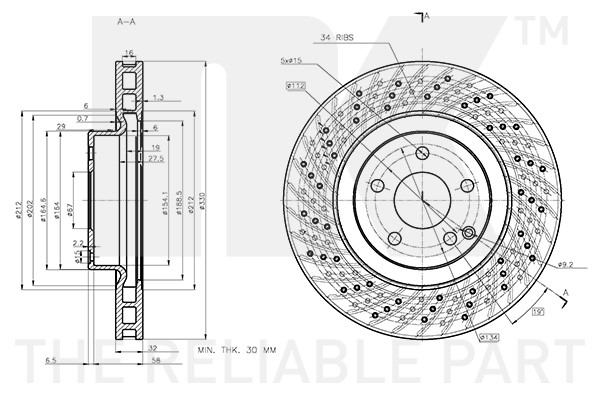 Bromsskiva Ventilerad, Framaxel Nk 3133147 NK