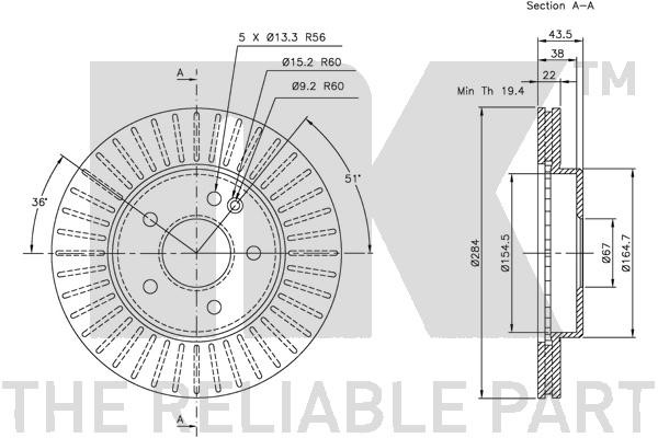 Bromsskiva Ventilerad, Framaxel Nk 313317 NK