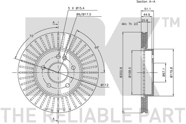 Bromsskiva Ventilerad, Framaxel Nk 313347 NK