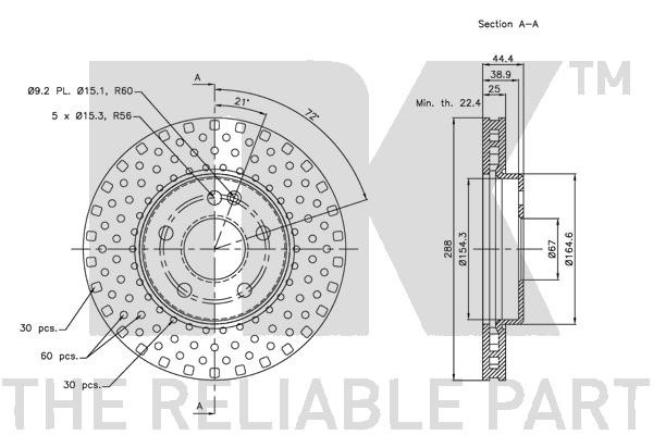 Bromsskiva Ventilerad, Framaxel Nk 313373 NK
