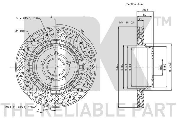 Bromsskiva Ventilerad, Bakaxel Nk 313379 NK Bromsskiva Ventilerad, Bakaxel Nk 313379 NK