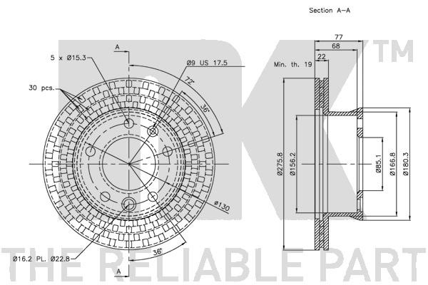 Bromsskiva Ventilerad, Framaxel Nk 313397 NK