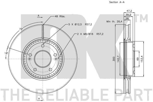 Bromsskiva Ventilerad, Framaxel Nk 313422 NK