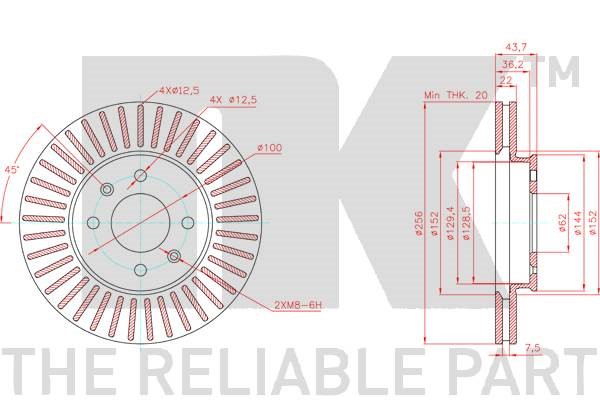 Bromsskiva Ventilerad, Framaxel Nk 313456 NK