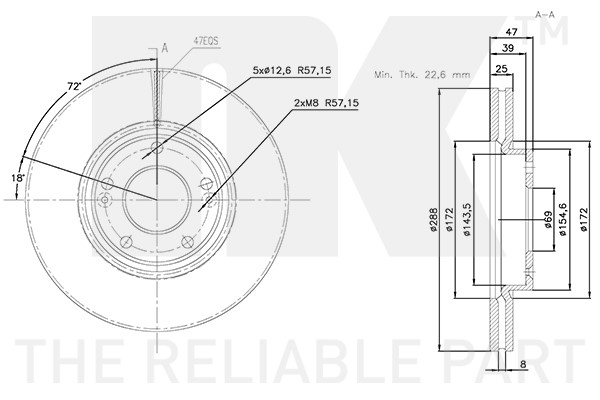 Bromsskiva Ventilerad, Framaxel Nk 313467 NK