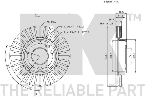 Bromsskiva Ventilerad, Framaxel Nk 313514 NK Bromsskiva Ventilerad, Framaxel Nk 313514 NK