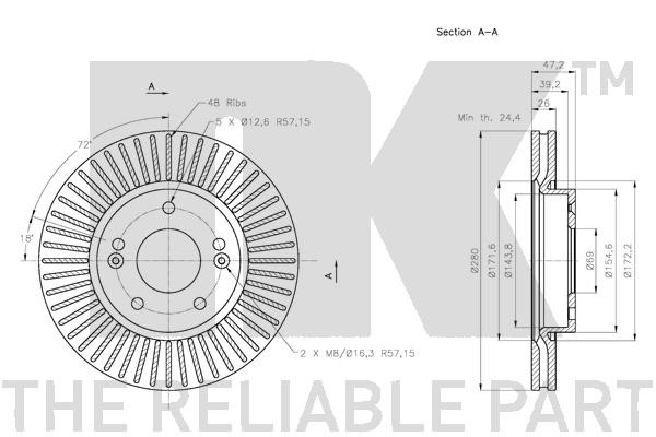 Bromsskiva Ventilerad, Framaxel Nk 313526 NK
