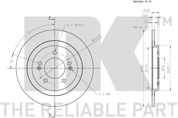 Bromsskiva Solid, Bakaxel Nk 313541 NK Bromsskiva Solid, Bakaxel Nk 313541 NK