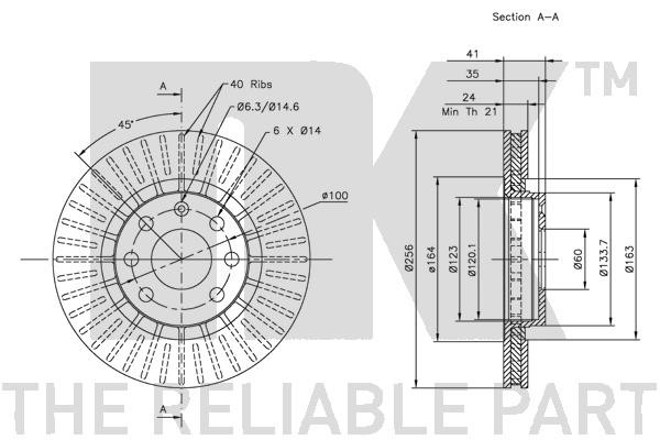 Bromsskiva Ventilerad, Framaxel Nk 313613 NK