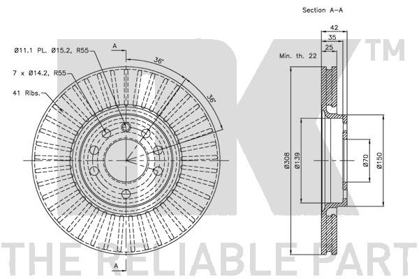 Bromsskiva Ventilerad, Framaxel Nk 313654 NK
