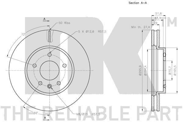 Bromsskiva Ventilerad, Framaxel Nk 313666 NK