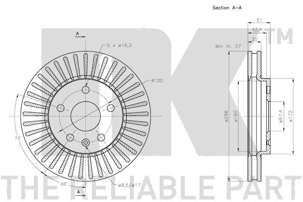 Bromsskiva Ventilerad, Framaxel Nk 313667 NK