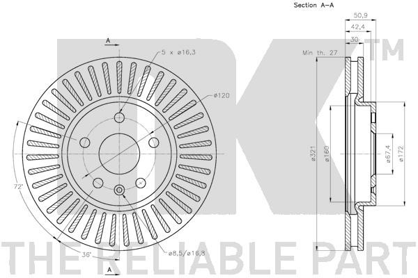 Bromsskiva Ventilerad, Framaxel Nk 313669 NK