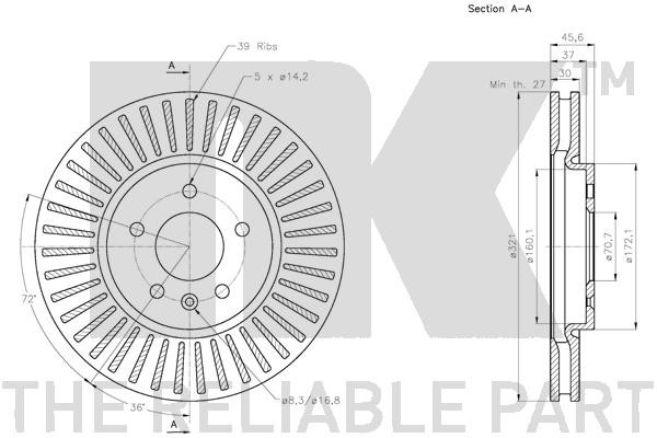 Bromsskiva Ventilerad, Framaxel Nk 313675 NK