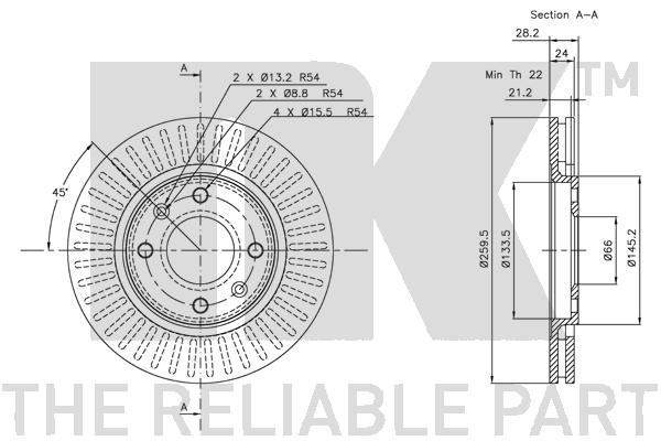 Bromsskiva Ventilerad, Framaxel Nk 313719 NK