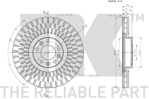 Bromsskiva Ventilerad, Framaxel Nk 313745 NK