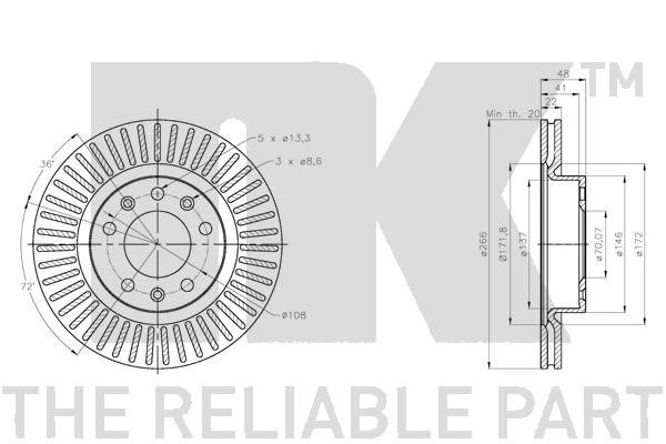 Bromsskiva Ventilerad, Framaxel Nk 313746 NK
