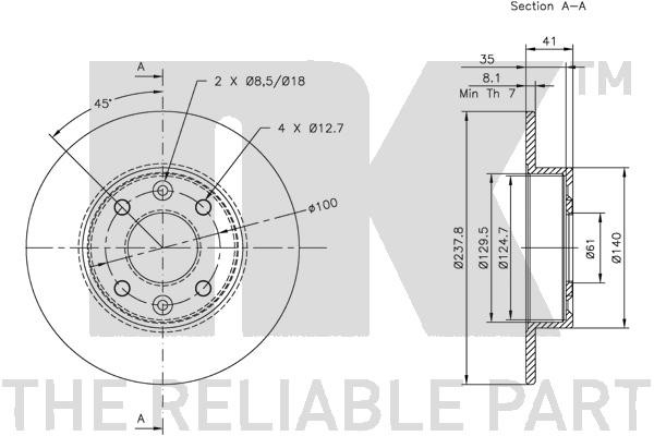 Bromsskiva Solid, Framaxel Nk 313906 NK