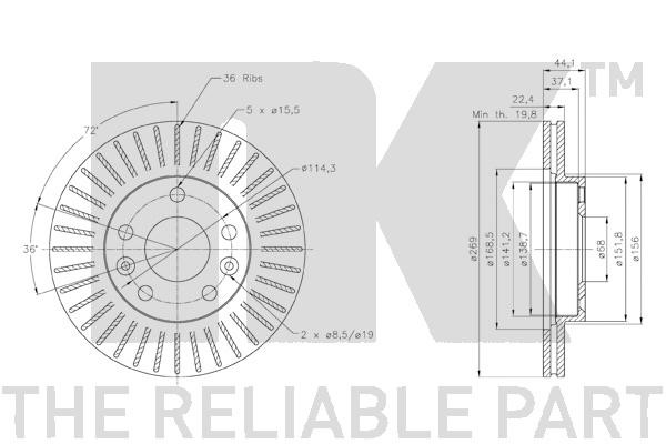 Bromsskiva Ventilerad, Framaxel Nk 3139102 NK