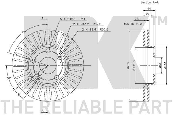 Bromsskiva Ventilerad, Framaxel Nk 313912 NK