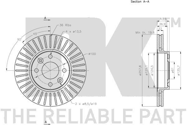 Bromsskiva Ventilerad, Framaxel Nk 313992 NK