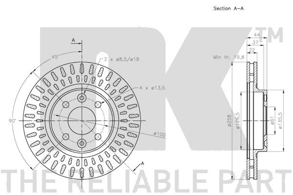 Bromsskiva Ventilerad, Framaxel Nk 313996 NK