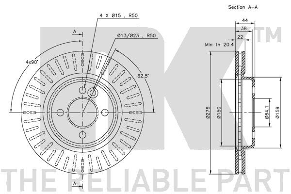 Bromsskiva Ventilerad, Framaxel Nk 314016 NK