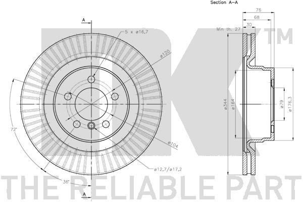 Bromsskiva Ventilerad, Framaxel Nk 314045 NK