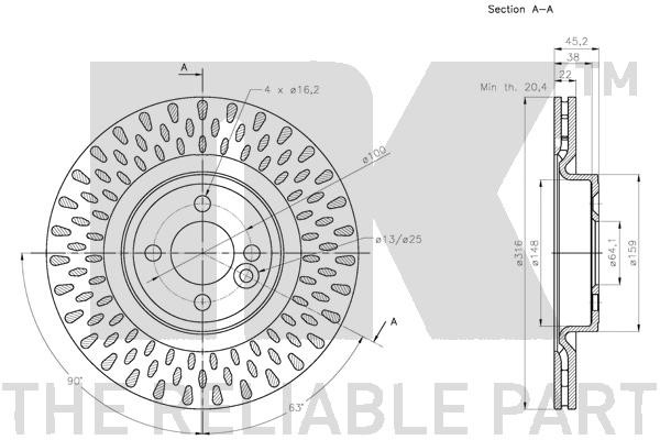 Bromsskiva Ventilerad, Framaxel Nk 314046 NK