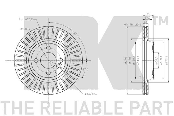 Bromsskiva Ventilerad, Framaxel Nk 314050 NK