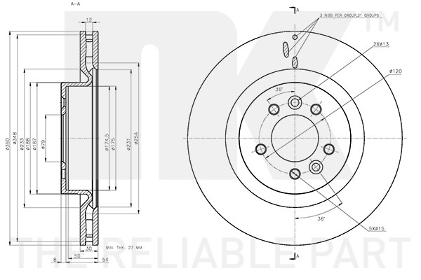 Bromsskiva Ventilerad, Framaxel Nk 314051 NK