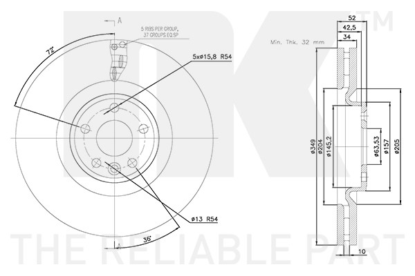 Bromsskiva Ventilerad, Framaxel Nk 314057 NK