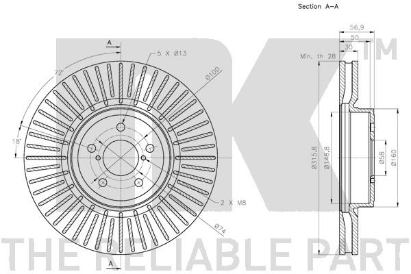 Bromsskiva Ventilerad, Framaxel Nk 314419 NK