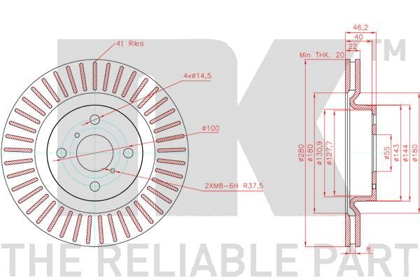 Bromsskiva Ventilerad, Framaxel Nk 3145178 NK Bromsskiva Ventilerad, Framaxel Nk 3145178 NK