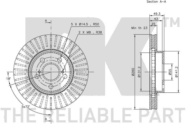 Bromsskiva Ventilerad, Framaxel Nk 314564 NK